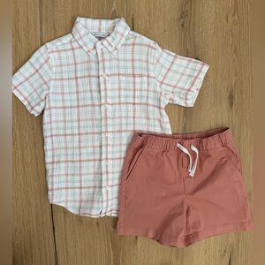 Janie and Jack Linen Shirt and Coral Shorts, worn 2 times.